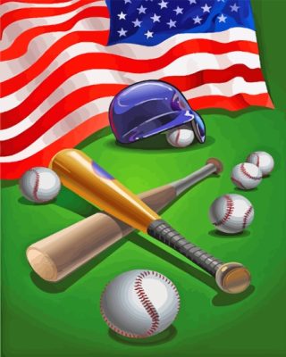 American Flag With Baseball Paint By Numbers