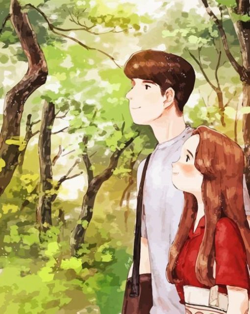 Anime Couple In Forest Paint By Numbers