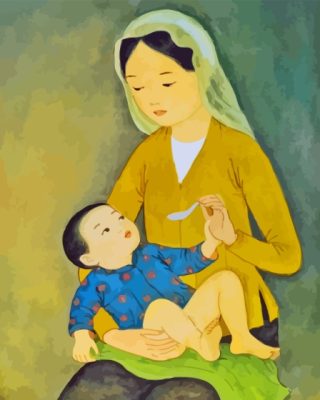 Asian Mother And Child Paint By Numbers