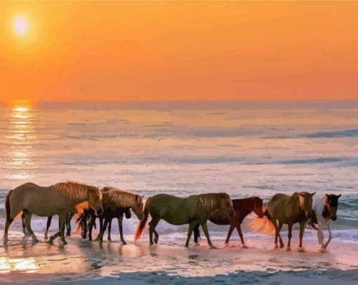 Assateague Island Horses Paint By Numbers