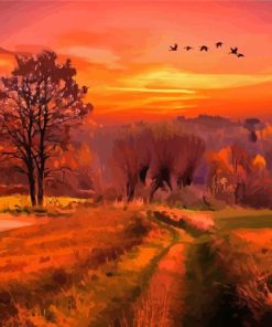 Autumn Sunset Scene Paint By Numbers