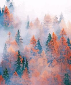 Autumn Trees In Fog Paint By Numbers