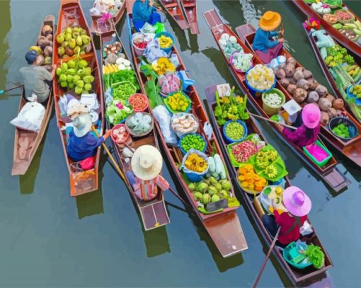 Bangkok Floating Markets Paint By Numbers