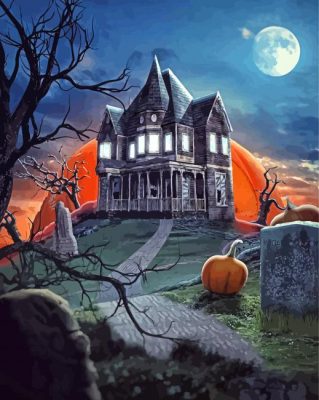 Halloween haunted House Paint By Numbers