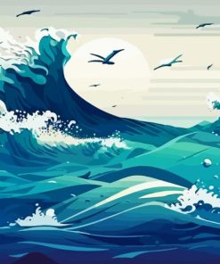Illustration Sea Waves Paint By Numbers