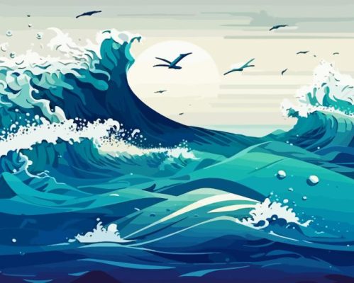 Illustration Sea Waves Paint By Numbers