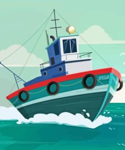 Illustration Tugboat Paint By Numbers