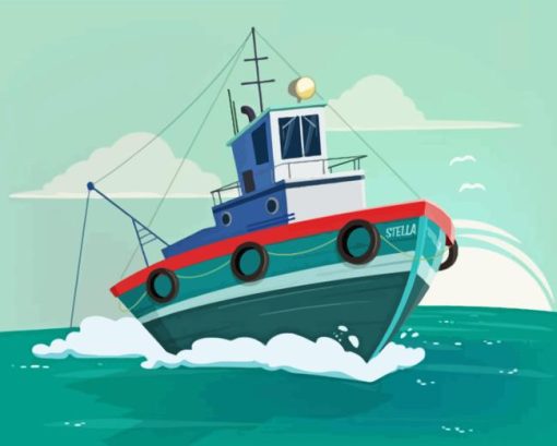 Illustration Tugboat Paint By Numbers