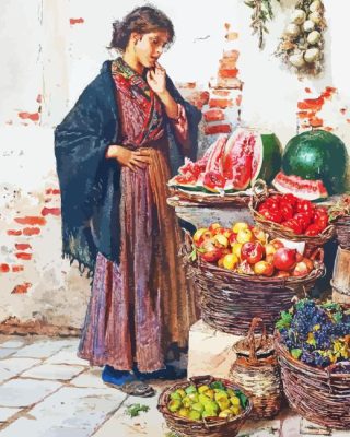 Lady Fruit Seller Paint By Numbers