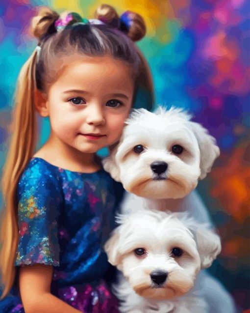 Little Girl With Puppy Paint By Numbers