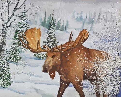 Moose In Winter Paint By Numbers