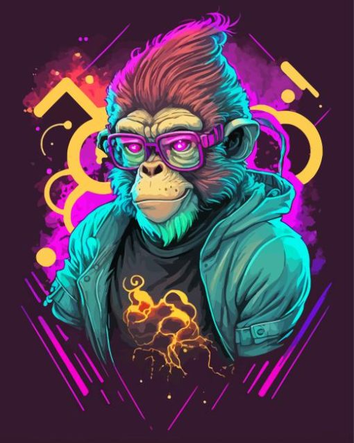 Neon Chimpanzee Paint By Numbers