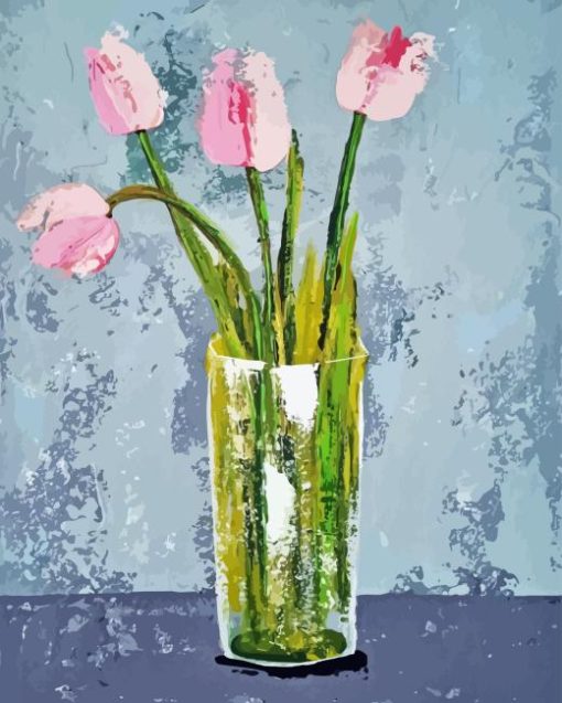 Pink Tulip In Vase Paint By Numbers