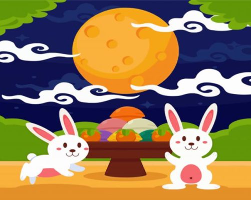 Rabbit And The Moon Paint By Numbers