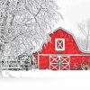 Red Barn In Winter Paint By Numbers