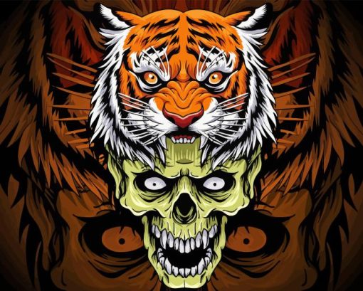 Skull And Tiger Paint By Numbers