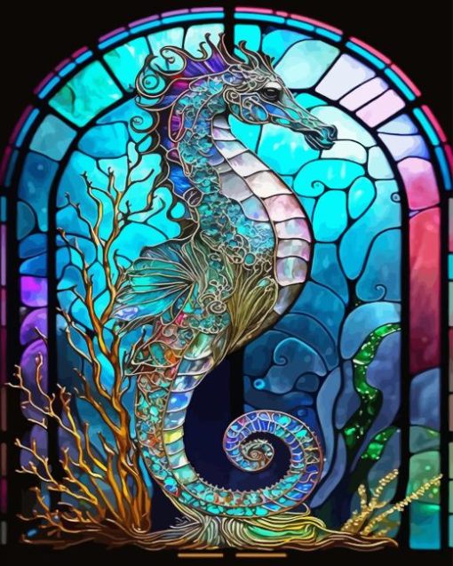 Stained Glass Seahorse Paint By Numbers