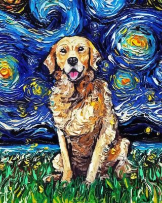 Starry Night Dog Paint By Numbers