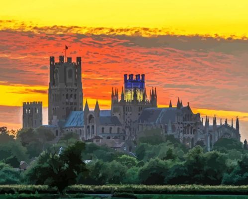 Sunset Ely Cathedral Paint By Numbers