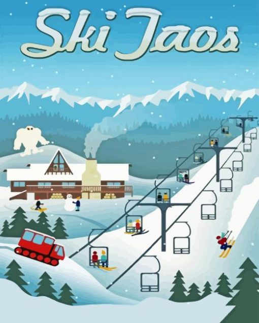 Taos Ski Poster Paint By Numbers