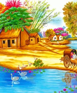 Village Indian Scene Paint By Numbers