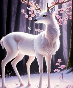 White Deer floral Antlers Paint By Numbers