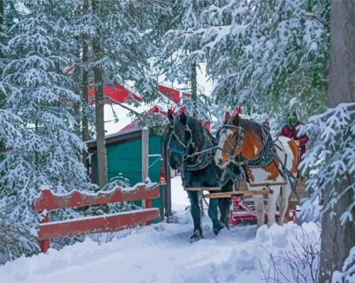 Winter Sleigh Paint By Numbers