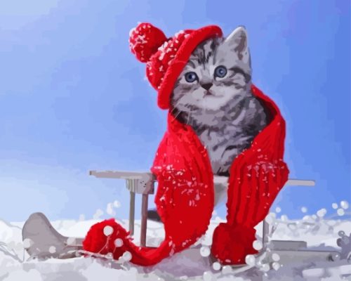 Adorable Winter Cat Paint By Numbers