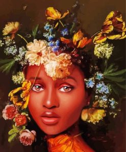 Afro Girl Flowers Paint By Numbers