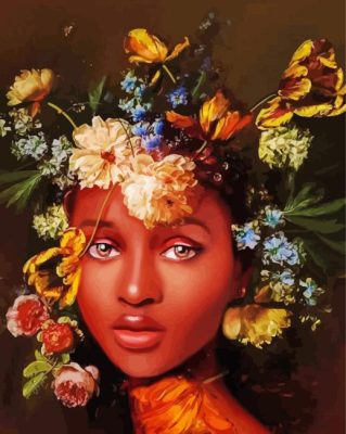 Afro Girl Flowers Paint By Numbers