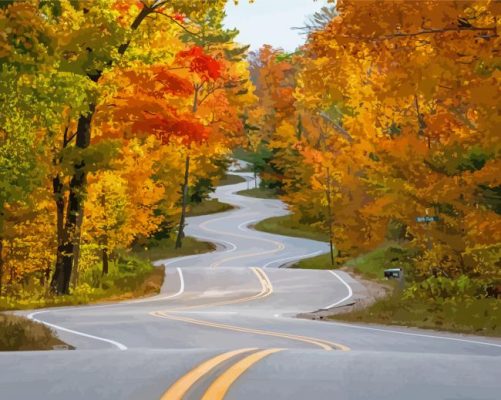 Autumn Windy Road Paint By Numbers