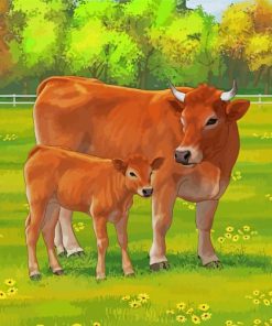 Baby Cow And Mother Paint By Numbers