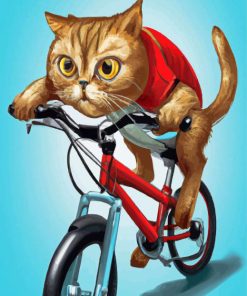 Cat On Bicycle Art Paint By Numbers