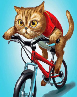 Cat On Bicycle Art Paint By Numbers