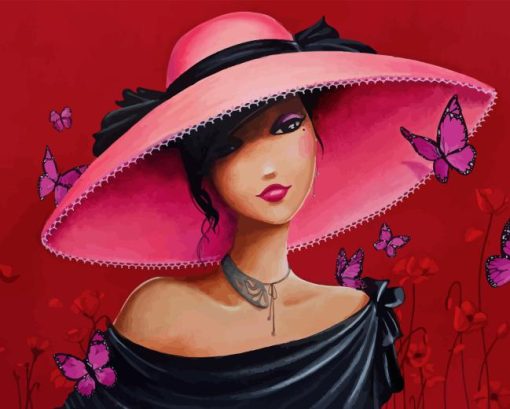 Lady In A Pink Hat Paint By Numbers