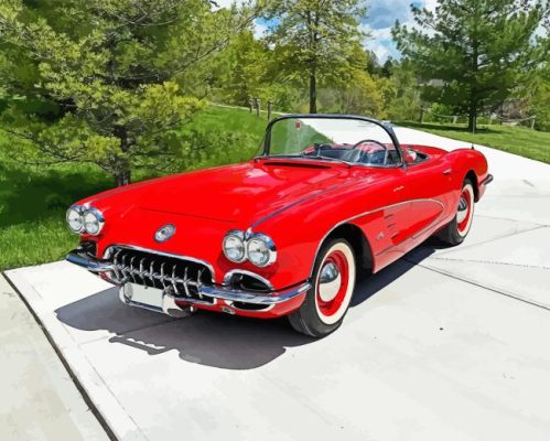 Red 1960 Corvette Paint By Numbers