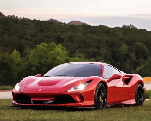 Red Ferrari F8 Paint By Numbers