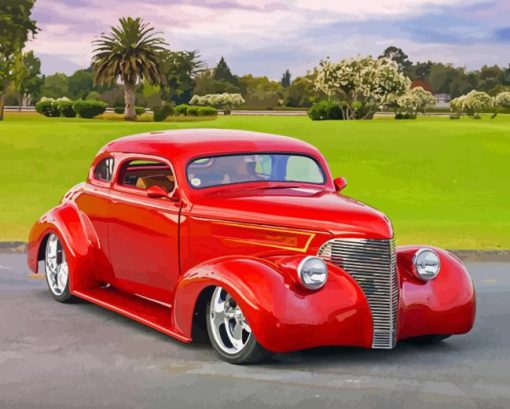 Red Luxury Hotrod Paint By Numbers