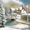 Snowy Country Cottage Paint By Numbers