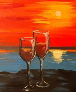 Sunset Wine Glass Paint By Numbers