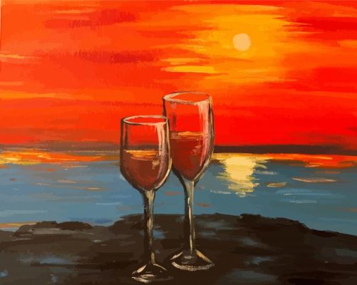 Sunset Wine Glass Paint By Numbers