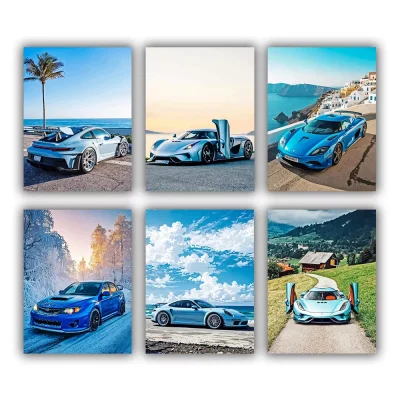 Blue Car mini paint by numbers