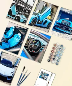 Blue Lamborghini mini paint by numbers
