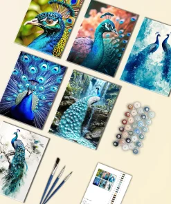 Blue Peacock Mini Paint By Numbers