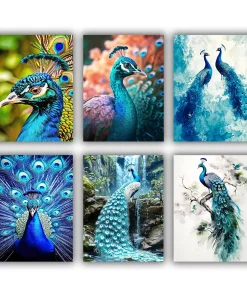 Blue Peacock Mini Paint By Numbers
