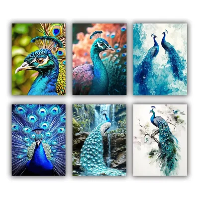 Blue Peacock Mini Paint By Numbers