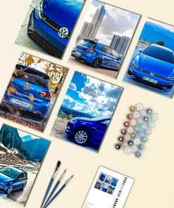 Blue VW Polo mini paint by numbers