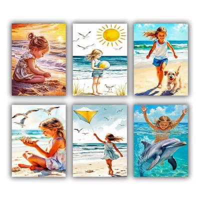 Girl in Beach Mini Paint By Numbers