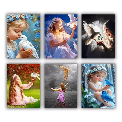 Girl with Bird Mini Paint By Numbers