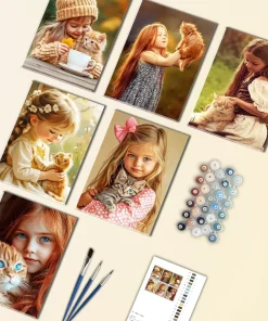 Girl with Cat Mini Paint By Numbers